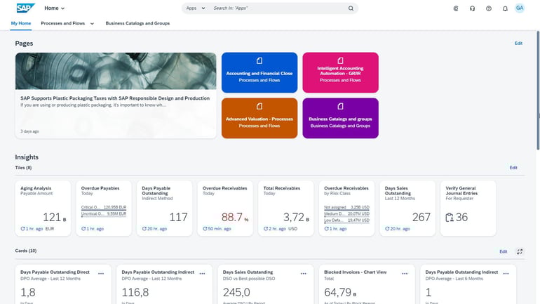 Getting familiar with the SAP Cloud ERP dashboard.