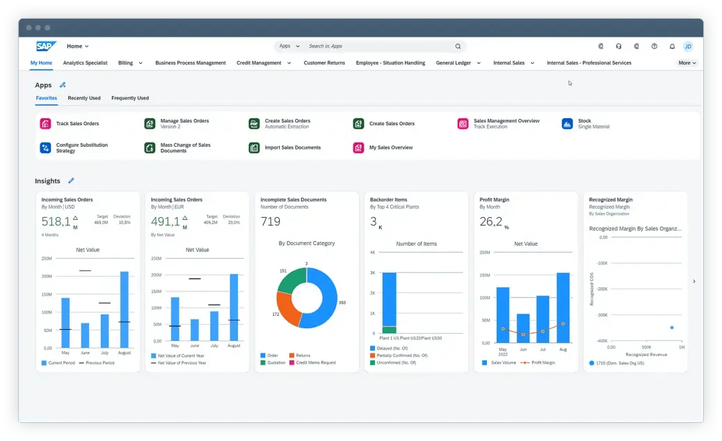 SAP Cloud ERP Dashboard
