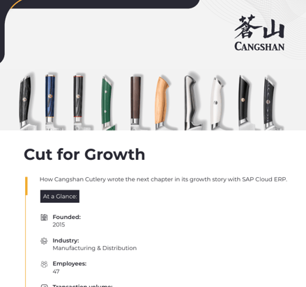 Cangshan cutlery company implements sap s4hana cloud public edition with navigator business solutions.